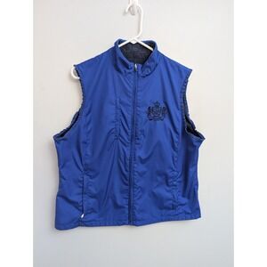 C1 LAUREN RALPH LAUREN reversible‎ crested navy and blue  full zip vest size XL